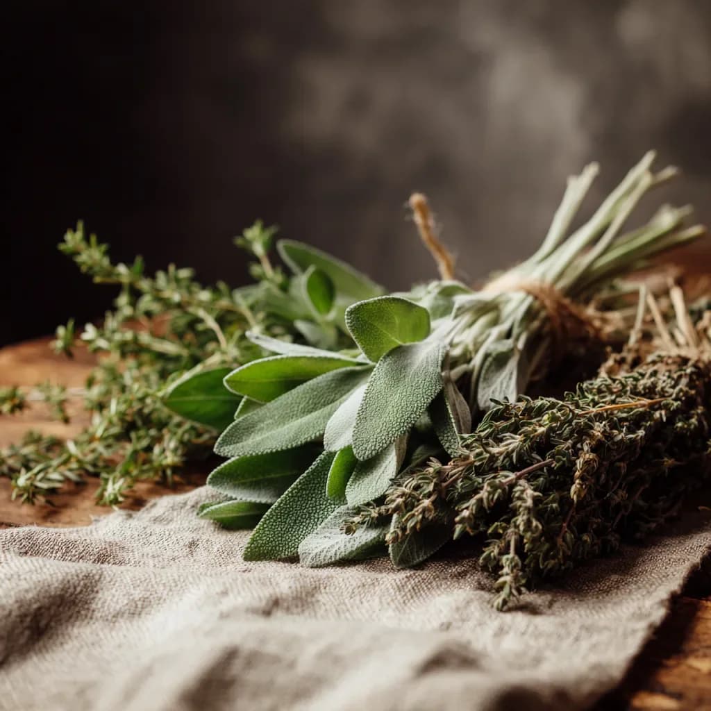 Borago moodboard image with fresh herbs
