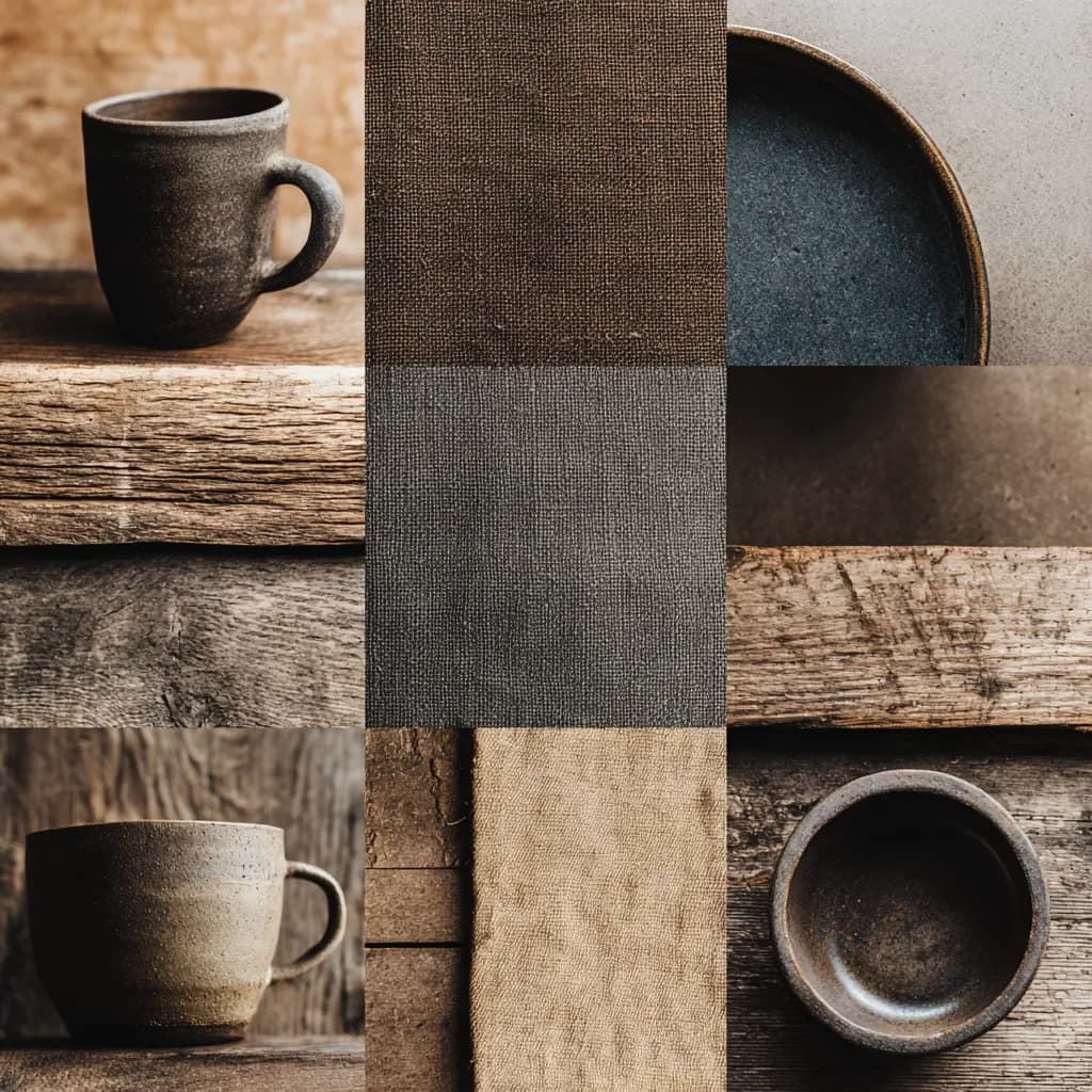 Borago moodboard image with rustic textures