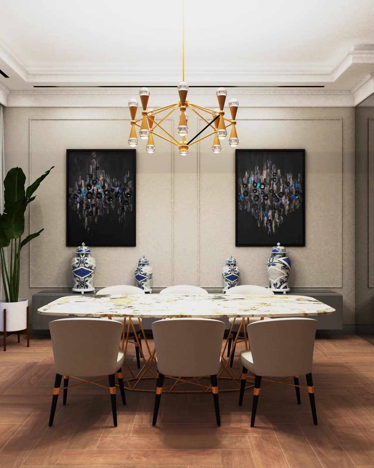 Art by Daria artwork shown in an interior presentation visualization