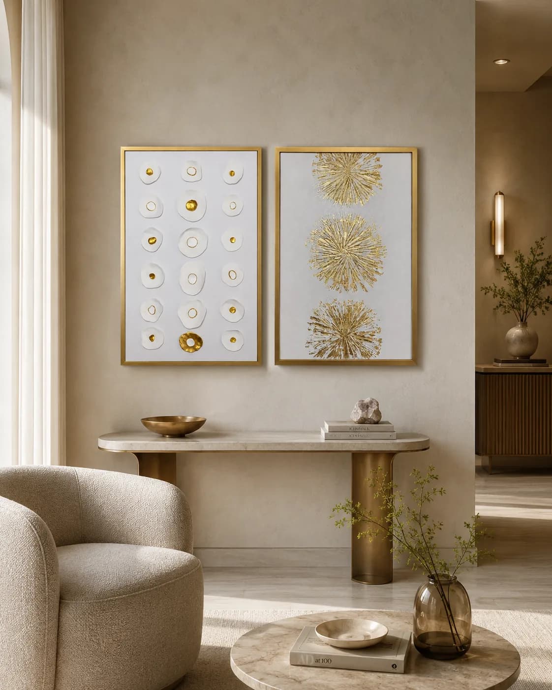 Artwork by Daria in an interior presentation visualization by GVA
