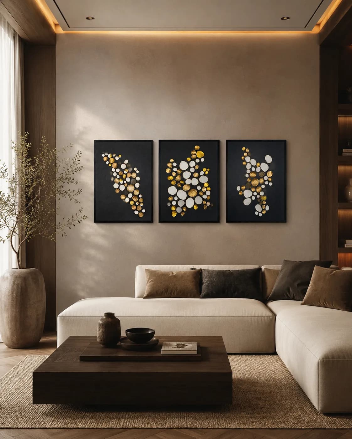 Artwork by Daria in an interior presentation visualization by GVA