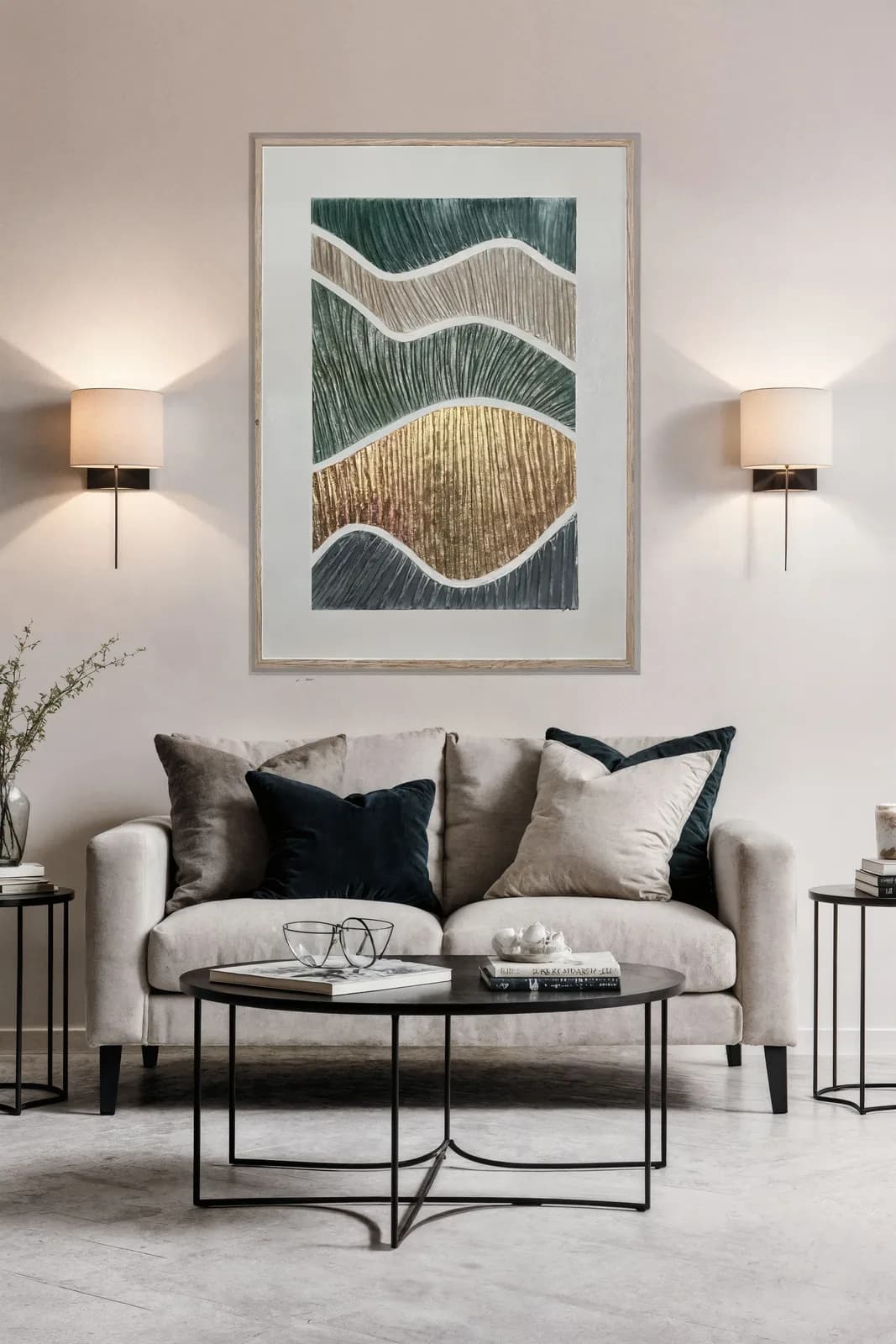 Artwork by Daria in an interior presentation visualization by GVA